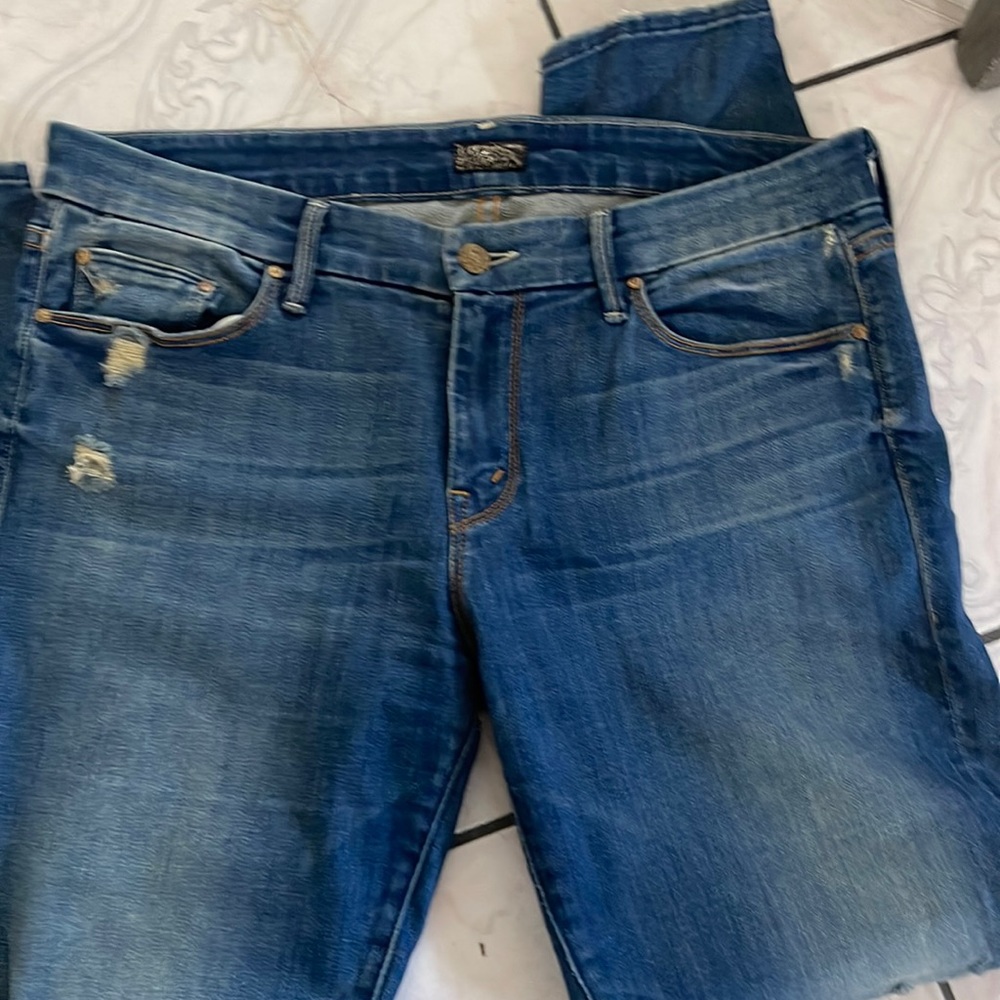 MOTHER Blue Distressed Jeans